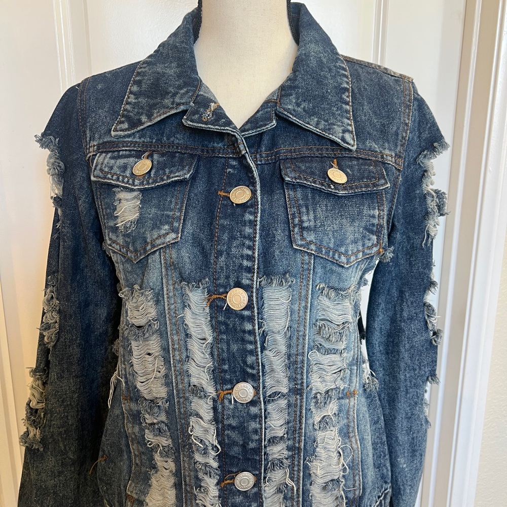 Youth XL Distressed Denim Jacket